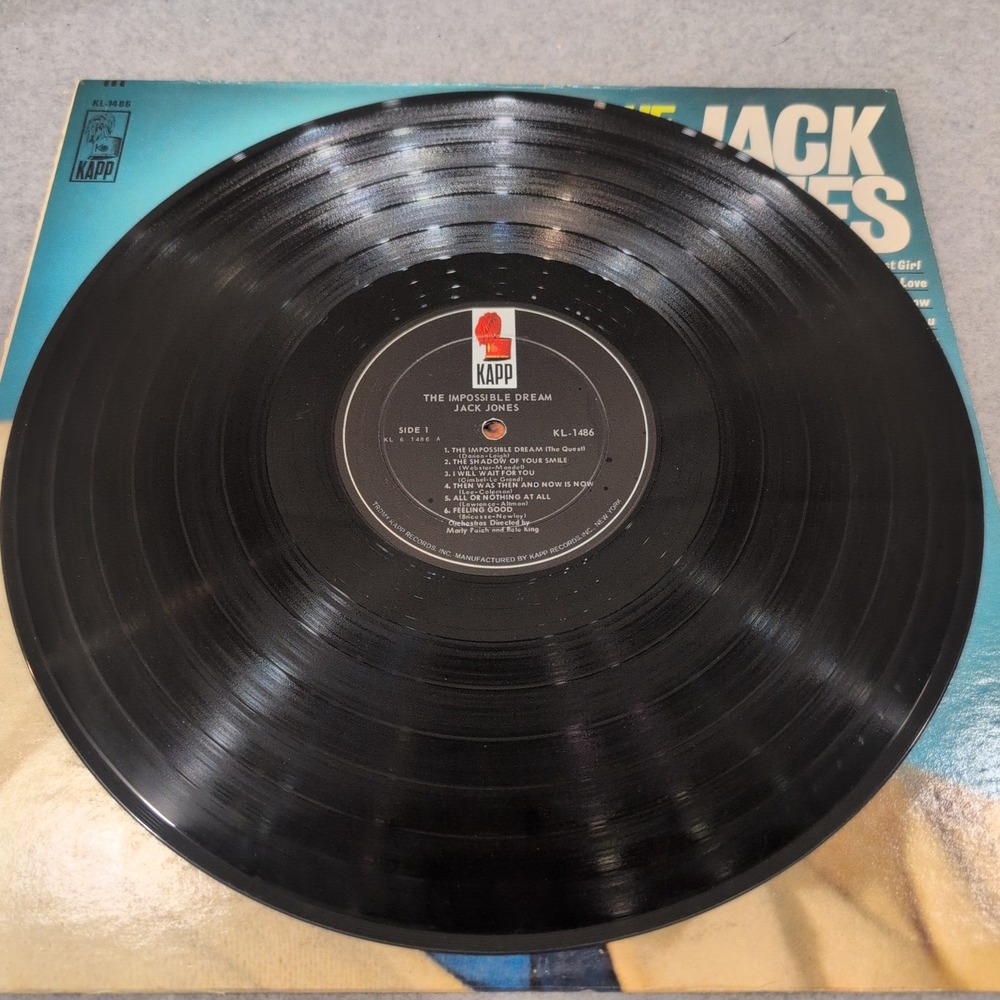 Jack Jones The Impossible Dream Vinyl LP Mono Kapp Records KL-1486 1966 - Picture 3 of 6